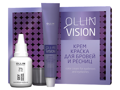Крем-краска для бровей и ресниц в наборе черный Ollin Professional Vision Set 20 мл