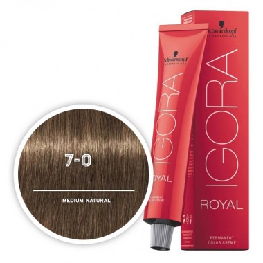 Крем-краска для волос Средний русый натуральный SCHWARZKOPF PROFESSIONAL IGORA ROYAL 60 мл. 7-0