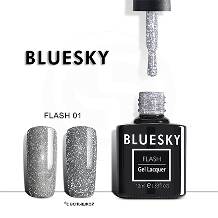 Гель-лак светоотражающий № 01 Серебро мелкое BlueSky Flash 10 мл  