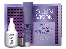 Крем-краска для бровей и ресниц в наборе черный Ollin Professional Vision Set 20 мл